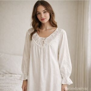 NWOT Vintage %100 Cotton White Nightgown L – Cottagecore Prairie Sleepwear